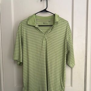 Arche Light Green Striped Polo Shirt